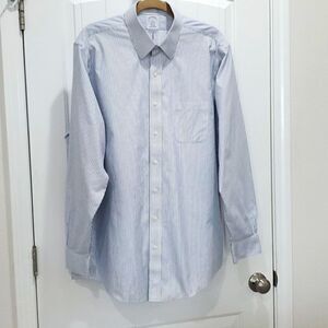 Brooks Brothers 1818 Regent, Non Iron Dress Shirt,Blue/White Stripe, Size 17 6/7
